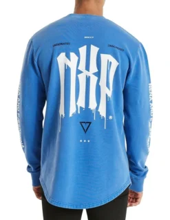 Brooklyn Dual Curved Sweater In Blue