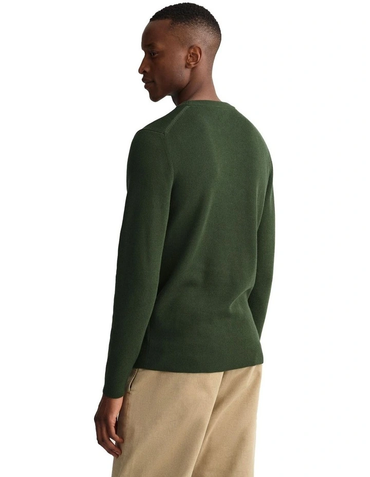 Gant Rib Texture Crew Neck In Green 4 Gant Rib Texture Crew Neck In Green - Image 2