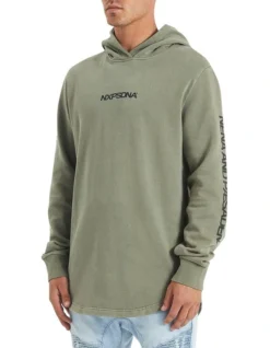 Carlton Curved Hem Hooded Sweatshirt In Khaki -Men's Fashion 992669230 3 720x928