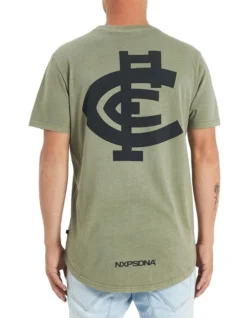 Carlton Curved Hem Tee In Khaki
