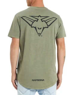 Essendon Curved Hem Tee In Khaki