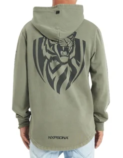 Richmond Curved Hem Hooded Sweatshirt In Khaki -Men's Fashion 992670670 3 720x928