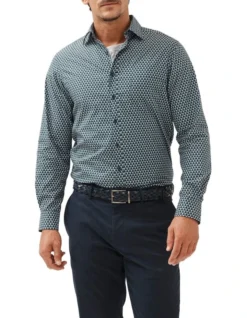 Wickham Long Sleeve Shirt In Peacock